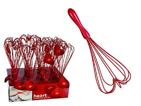 Red Heart Shaped Silicon Egg Whisk