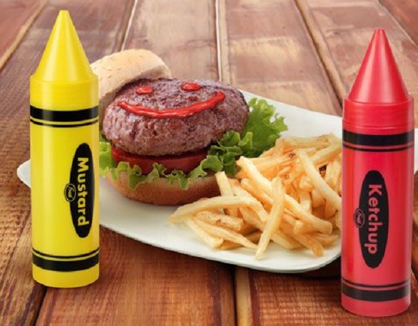 Ketchup and Mustard Crayon Bottles