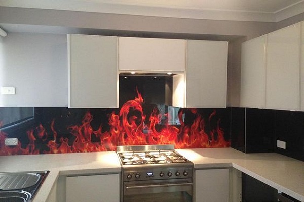 Flames Image Kitchen Splashback Design