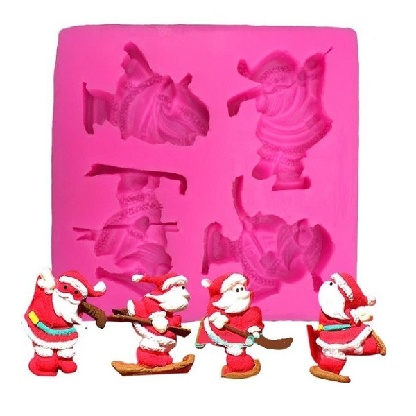 X4 Skiing Father Christmas (Santa Claus) Birthday Cake Moulds