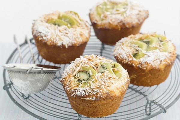 Kiwifruit, Lime and Coconut Muffins