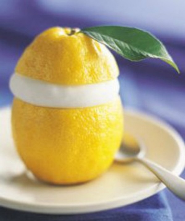 Lemon Sorbet In a Lemon Shell