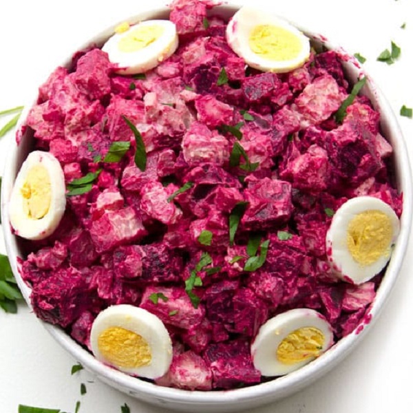 Traditional Estonian Potato and Beet Salad