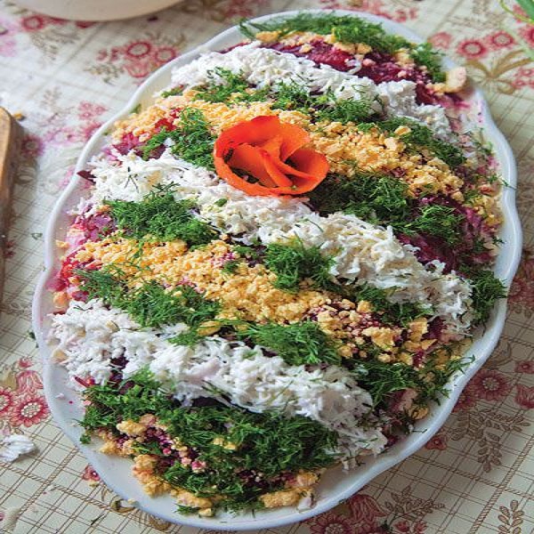Traditional Latvian Selyodka Pod Shuboy (Layered Herring Salad)