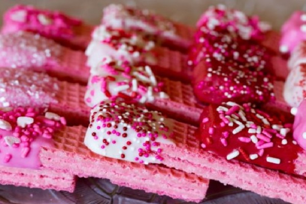 Valentines Day Pink Wafer Cookies