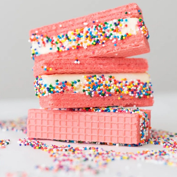 Pink Wafer Ice Cream Sandwiches