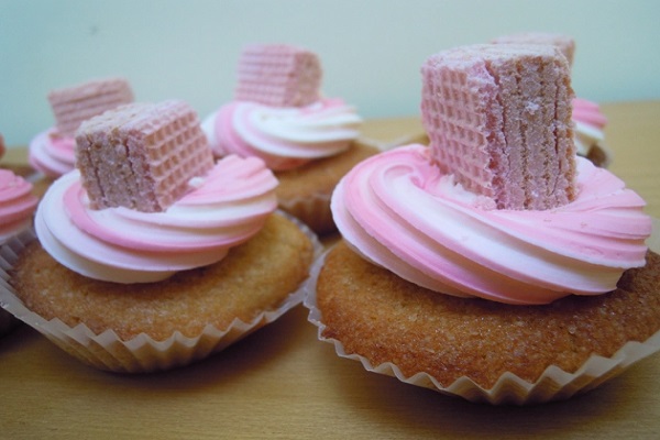 Pink Wafer Cupcakes