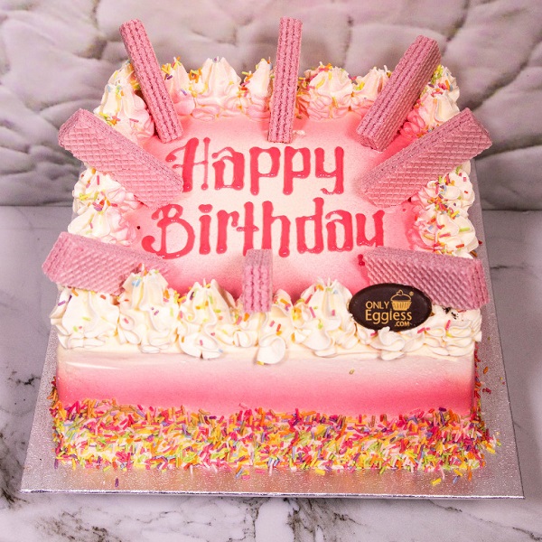 Pink Wafer Celebration Cake