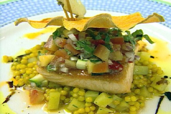 Sauteed Salmon with Papaya Rougaille