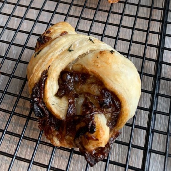Puffy Balsamic Onion Jam and Brie Savoury Knots