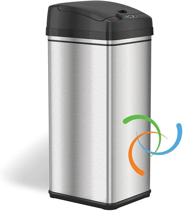 iTouchless 13 Gallon Automatic Trash Can with Odor-Absorbing Filter