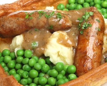 Giant Yorkshire Puddings filled with Sausage and Creamy Mash