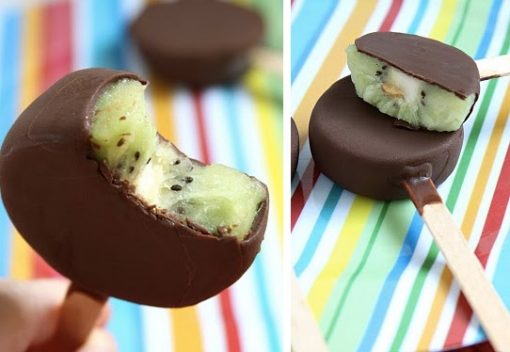 Chocolate-Covered Kiwi Pops