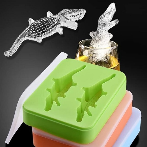 1Pc 3D Crocodile Silicone Ice Mould With Lid
