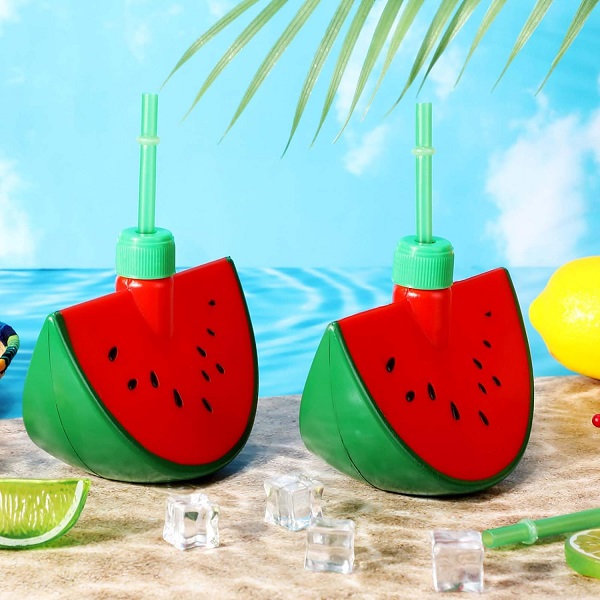 Watermelon Cups with Straws